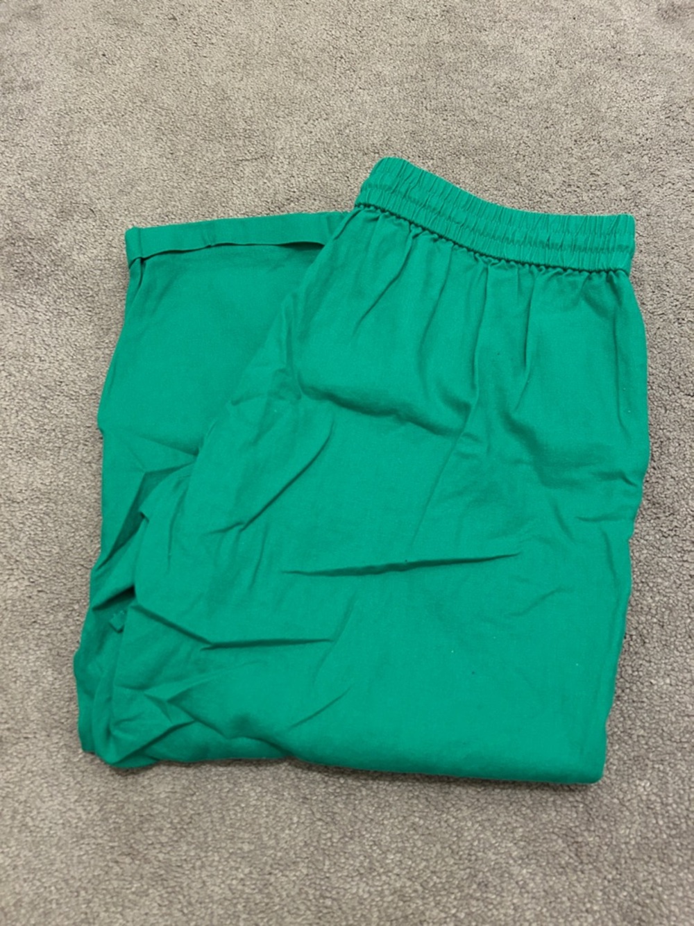 J. Crew Women’s Green Linen Elastic Waist Cropped Pants